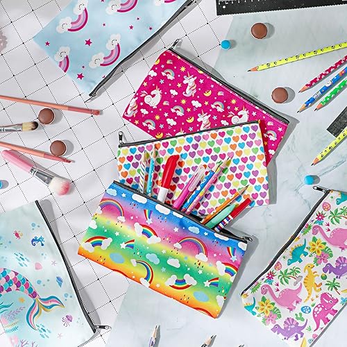 Miniatura 6 de Ctosree Estuche para lápices con cremallera de dibujos animados para niños y niñas, regalo de regreso a clases, lindo dinosaurio, unicornio,