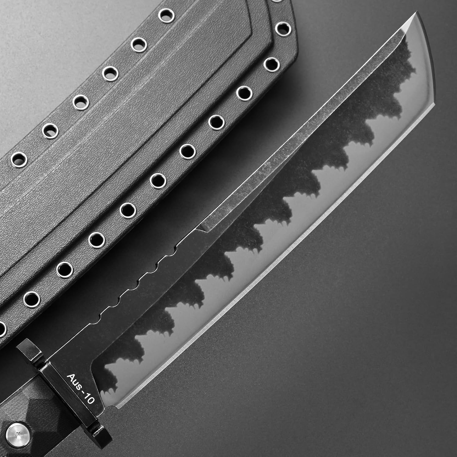 GTK33 Fixed Blade Knife AUS-10 Steel Blade Full Tang Nylon Fiberglass Handle Cool Style Knifes for Outdoor Camping Adventure Collection (Black) - Image 4