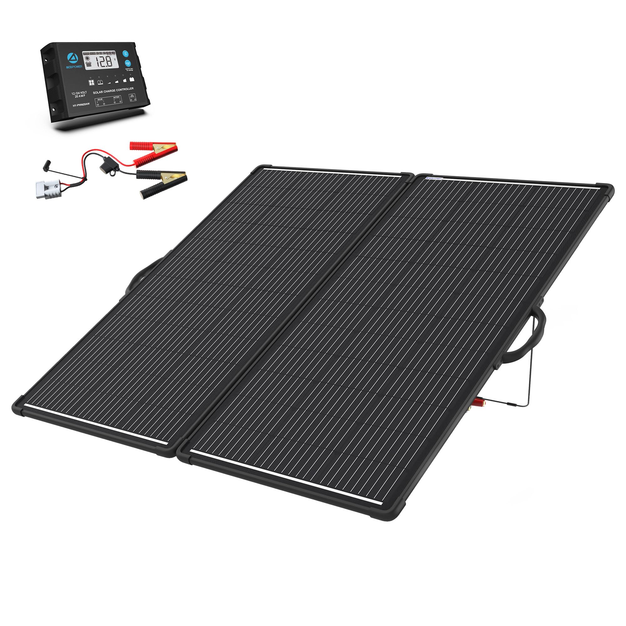 200W Portable Solar Panel Kit with 20A Waterproof PWM Controller, Foldable and Lightweight for RV, Camping, Boats, and Off-Grid Systems