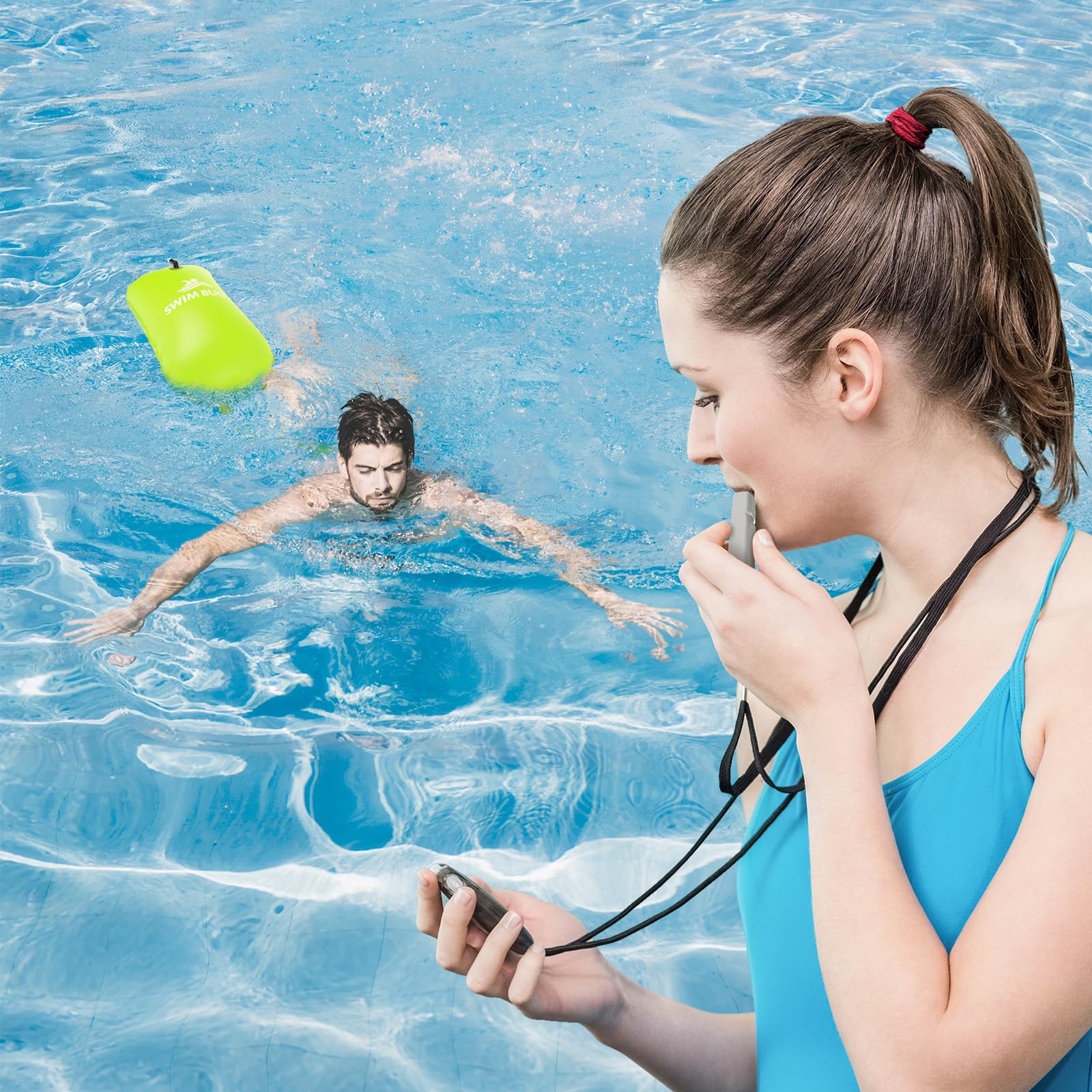 JONRRYIN Boa da nuoto da 28 l, sacco a secco e galleggiante, dispositivo di sicurezza per nuoto in acqua libera, boa ideale per triathlon, surfisti