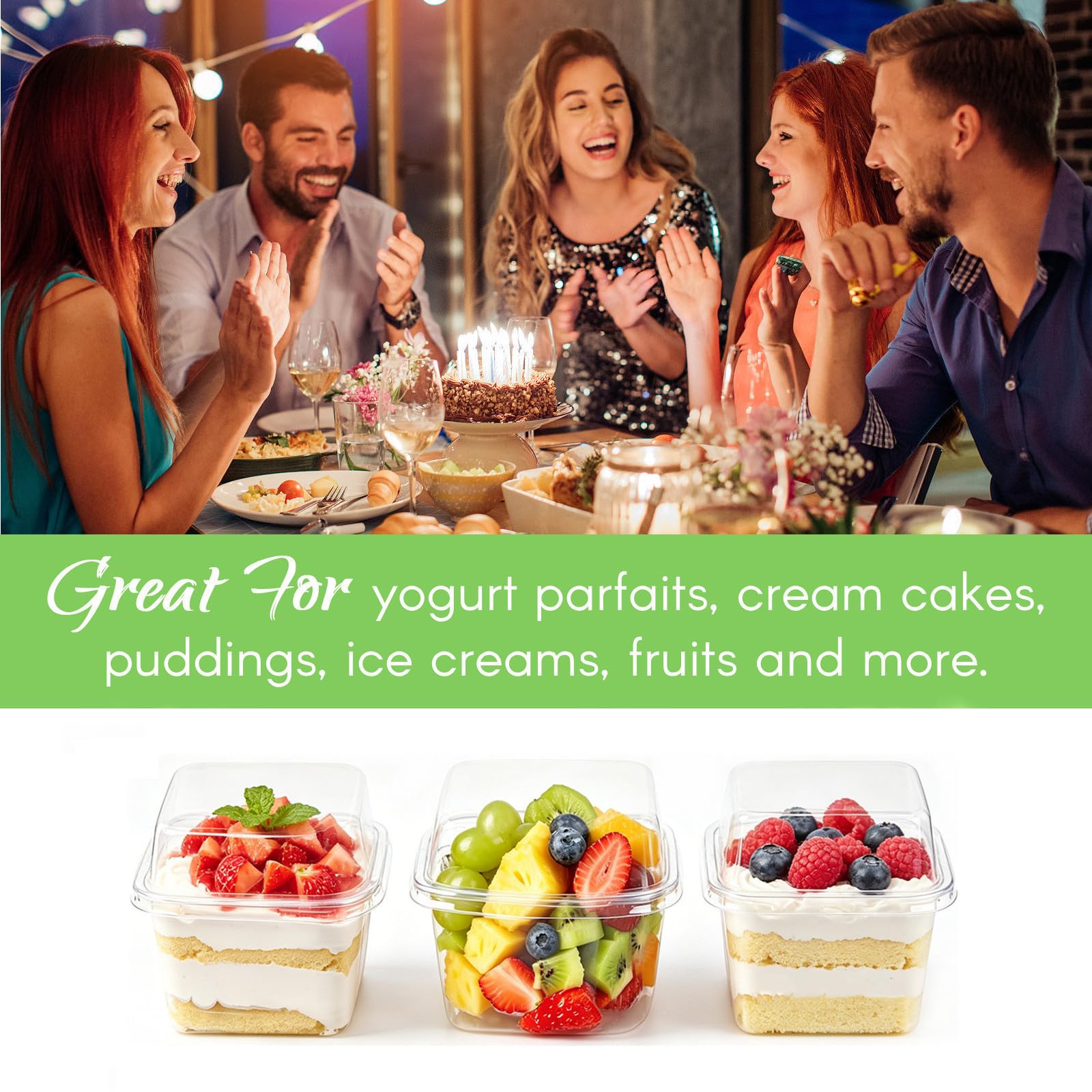 Dessert Cups with Lids - 150 Pack -3 Dessert Cups with Lids - 150 Pack -3