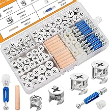 120PCS Cam Locks for Furniture,3-in-1 Eccentric Hardware Wheels,Furniture Fasteners & Connectors with Multi-Size Nuts,Bolts and Wood Dowel Pins-Assortment Kit for Furniture Assembly/Repair