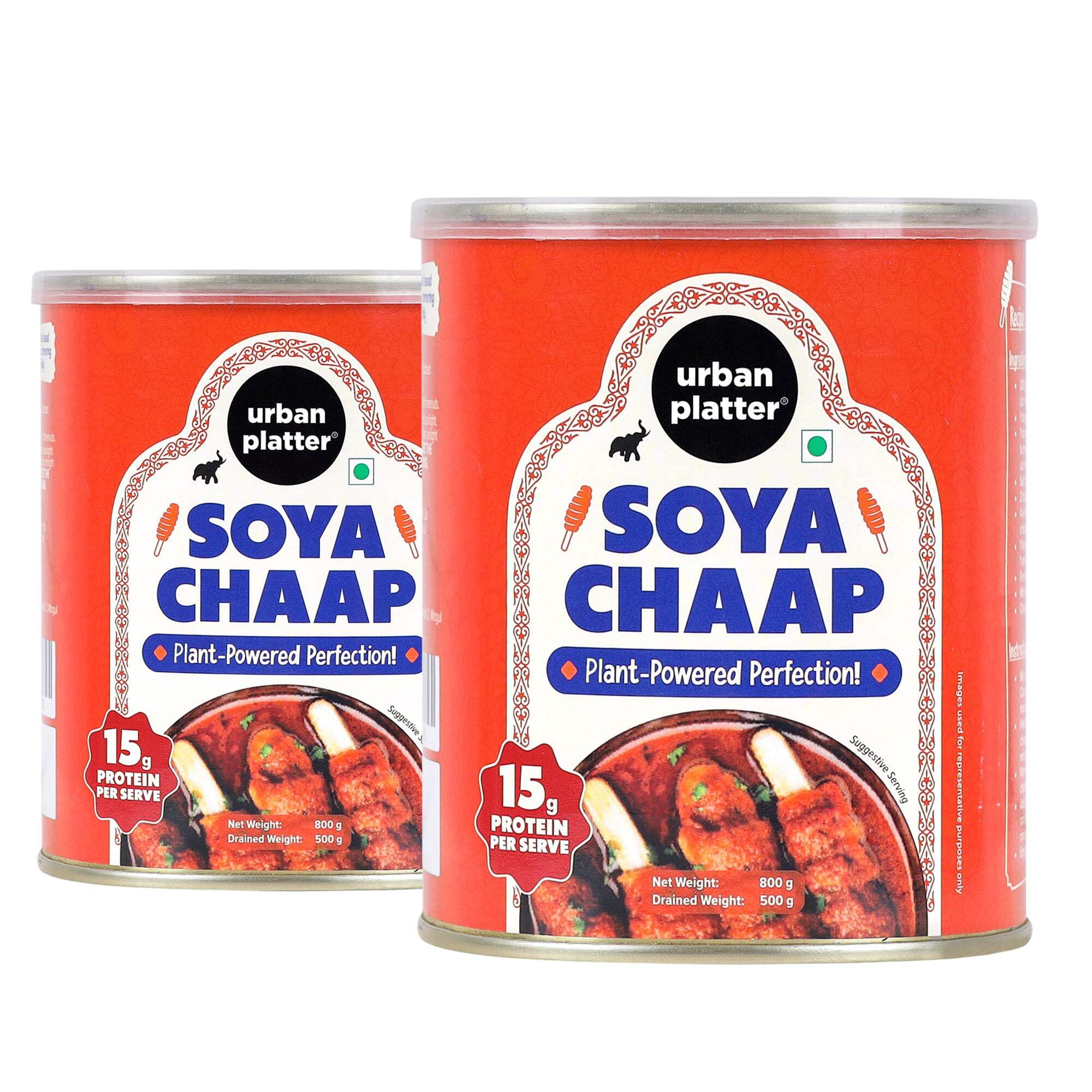 Urban Platter SOYA Chaap in Brine, 800g (Pack of 2)(Canned | Chunks on Stick | Drained Weight - 500g, Rich in Plant Protein| Soy Chap)-image-29