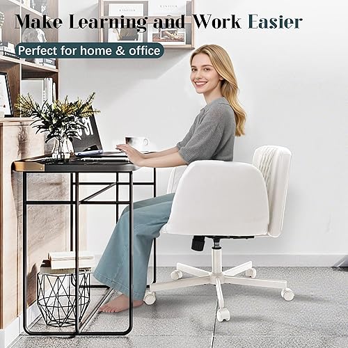 Miniatura 7 de Silla de oficina ancha, silla cruzada con reposabrazos ajustables, sillas giratorias de piel sintética para computadora de oficina para el hogar,