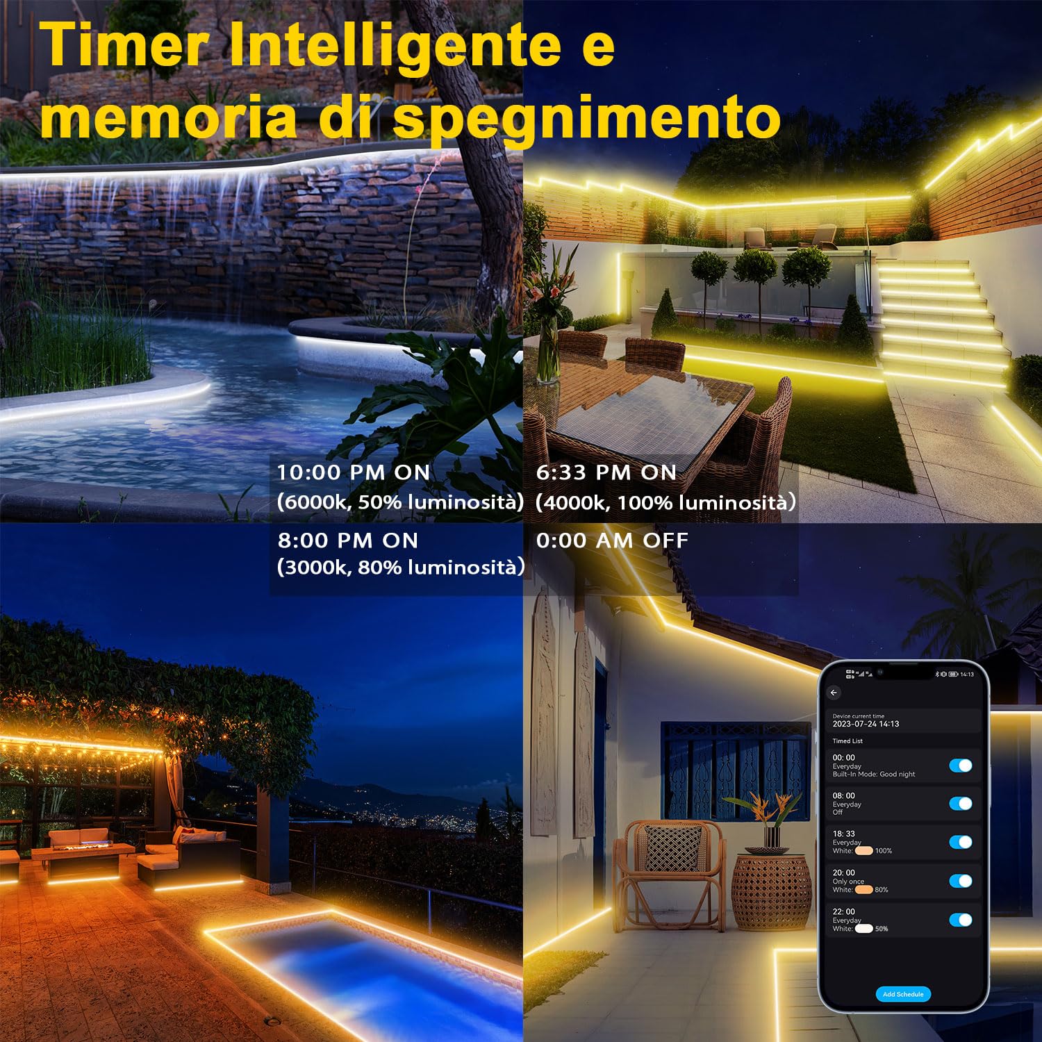 TENDIST Striscia LED Esterno Bianco Freddo a Bianco Caldo Dimmerabile, Luci LED Compatibile con Alexa, Luce LED Senza Filo Smart, 24v Impermeabile Striscia Adesive per Cucina, Giardino (IP67, 15M TENDIST Striscia LED Esterno Bianco Freddo a Bianco Caldo Dimmerabile, Luci LED Compatibile con Alexa, Luce LED Senza Filo Smart, 24v Impermeabile Striscia Adesive per Cucina, Giardino (IP67, 15M