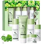 Face Ensemble de soins de la peau, 4 en 1 Vitamine C Taille de voyage Soins de toilette Produit avec nettoyant, toner, sérum, crème pour le visage, hydratant raffermissant anti-âge brillant, Saint Valentin de jour des femmes soins de peau cadeau pour les femmes fille