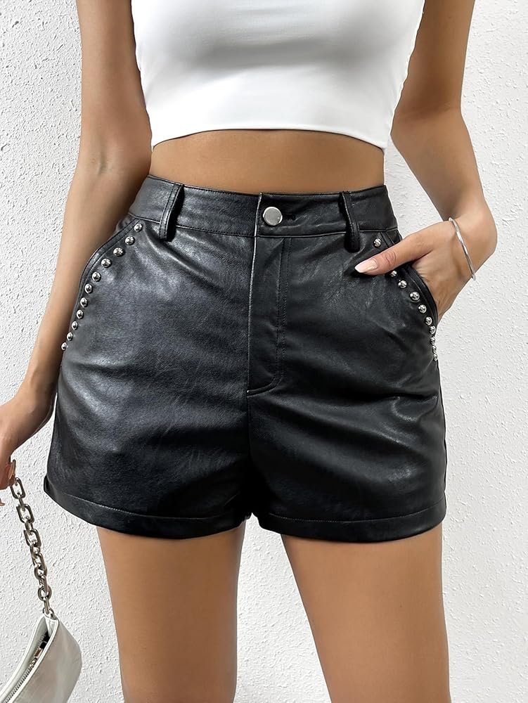 JUEMI【High-Waisted Leather Shorts】 High-Waisted Leather Shorts – JUEMI