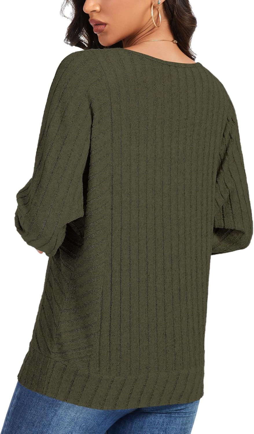 Womens Batwing Long Sleeve Shirts Lightweight Sweaters Work Tunic Tops Dressy Casual Loose Fit Fall Clothes 2025 - Image 7