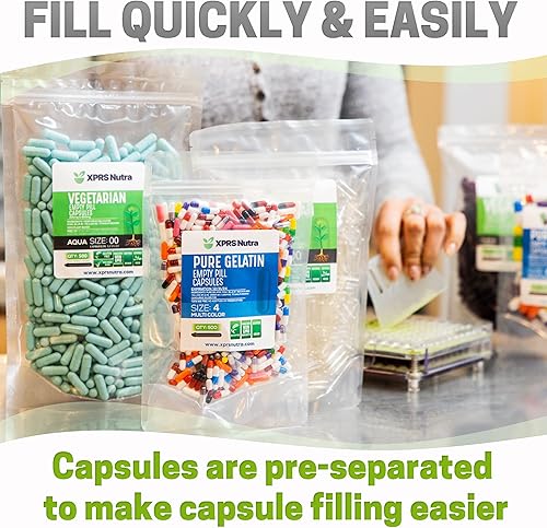 Miniatura 8 de XPRS Nutra Tamaño 00 cápsulas separadas - 100 cápsulas vacías de gelatina separadas en bolsas - 00 cápsulas vacías separadas - Cápsulas de píldoras