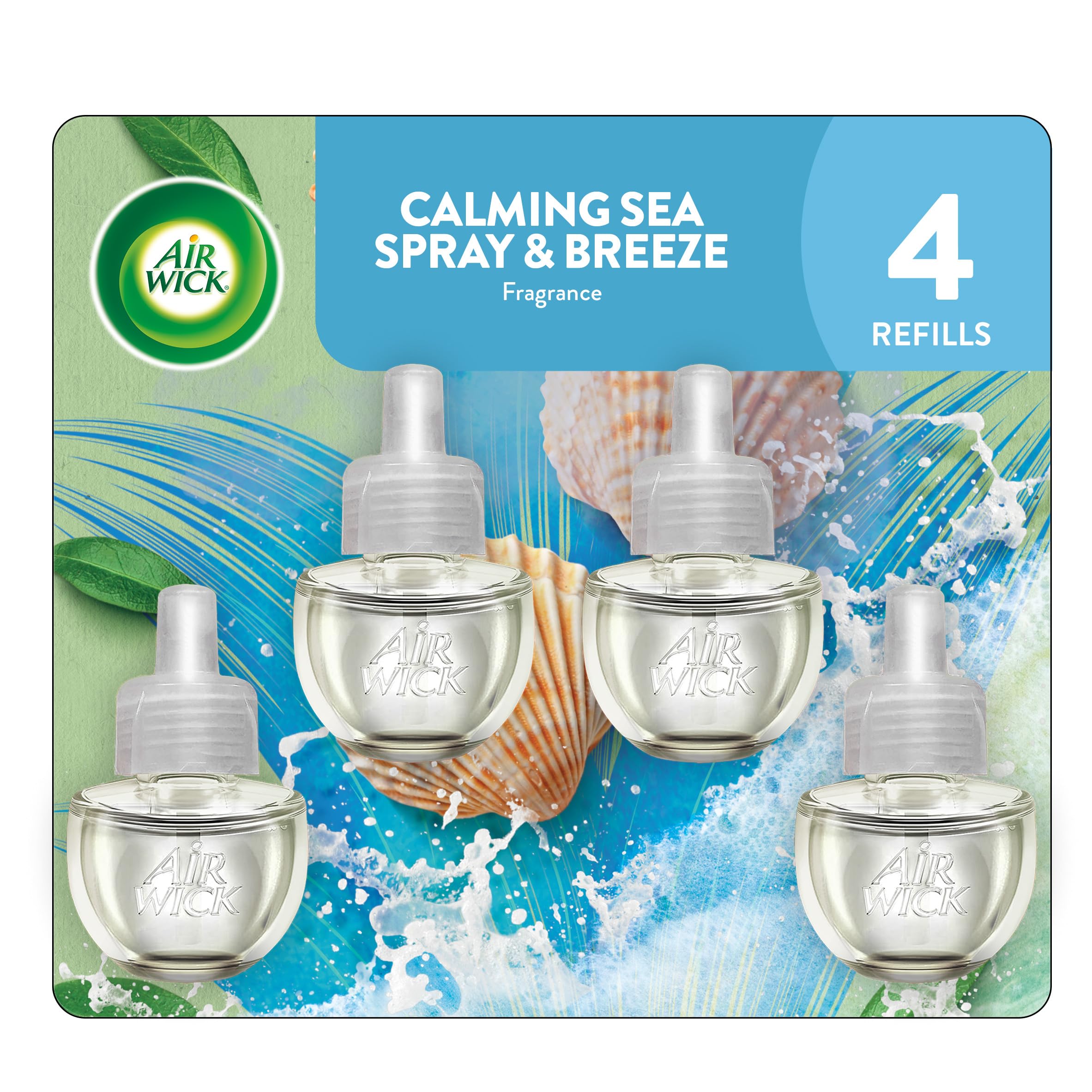 Photo 1 of Air Wick Plug-In Scented Oil Refills, 4 Count, Calming Sea Spray & Breeze, Air Freshener, Essential Oils