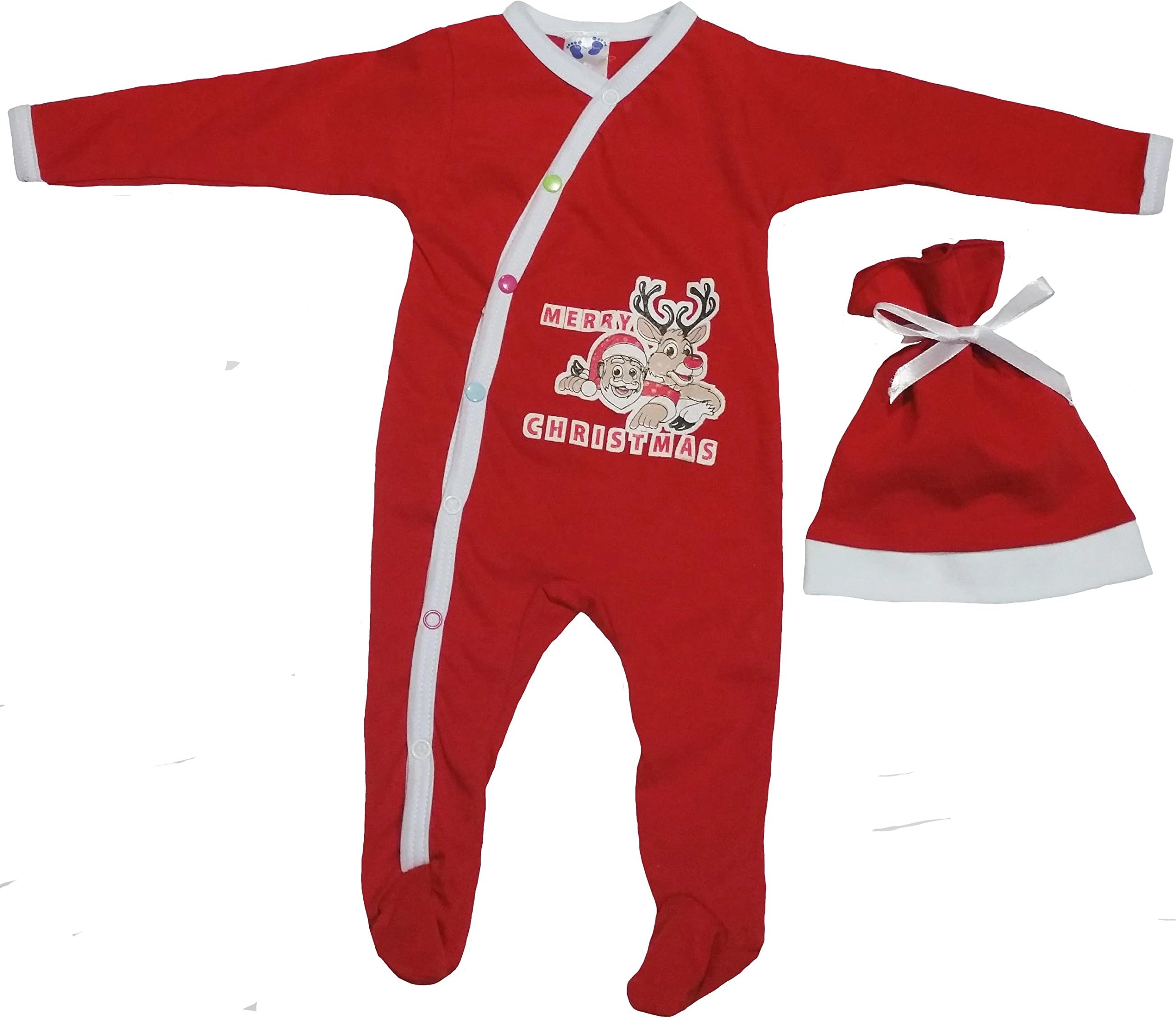 TenTeeTo Baby First Christmas Outfit for Infants with Reindeer and Santa Prints
