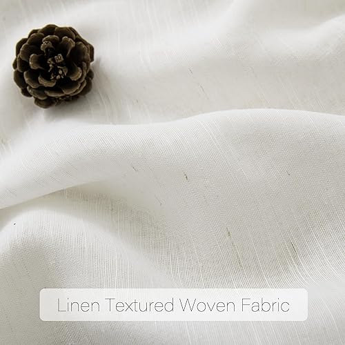 Miniatura 3 de PANGSINNE Cortinas largas de lino transparentes para sala de estar, lino de lino con pestaña trasera, cortinas blancas para dormitorio, cortinas