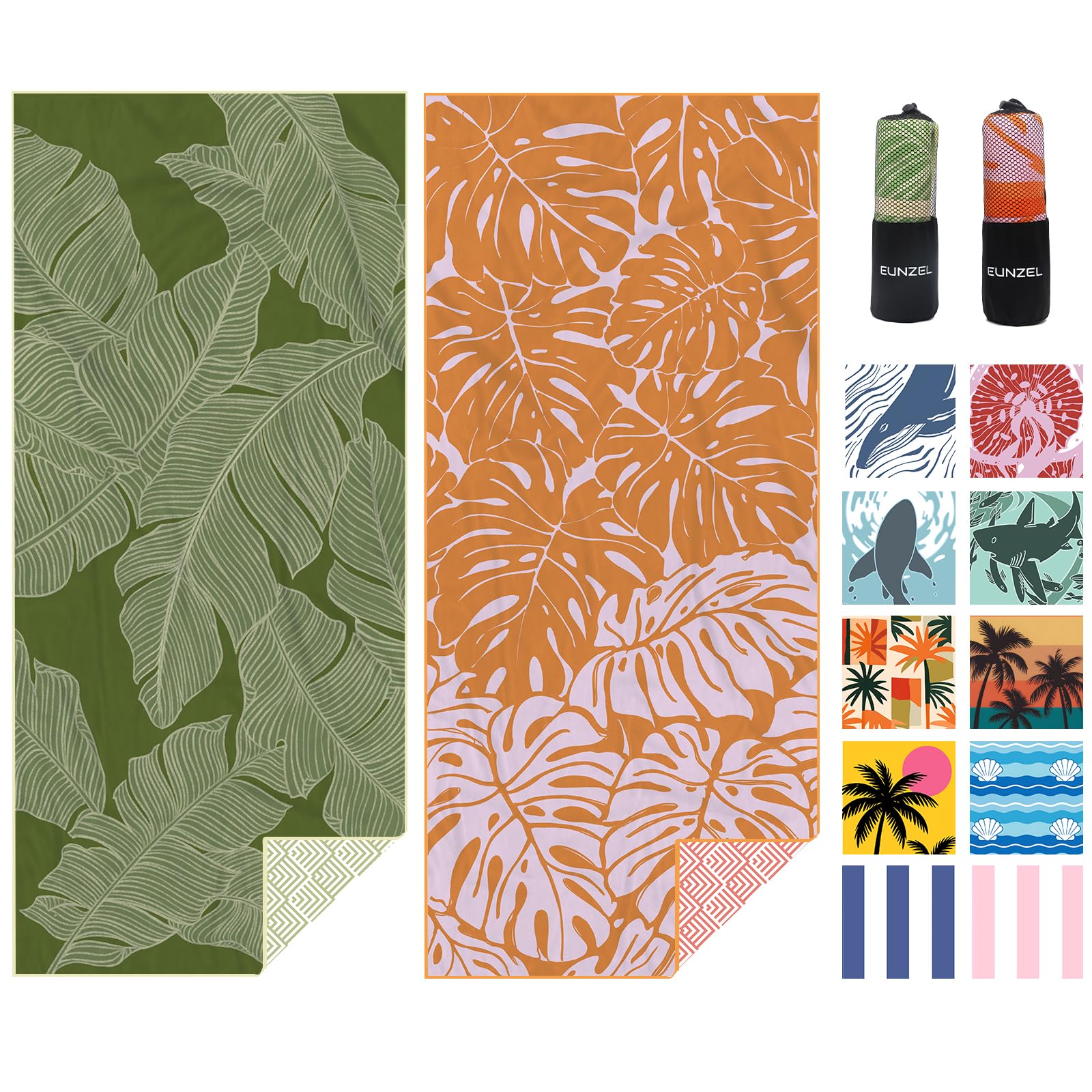 Eunzel 2 Pack Microfiber Beach Towel