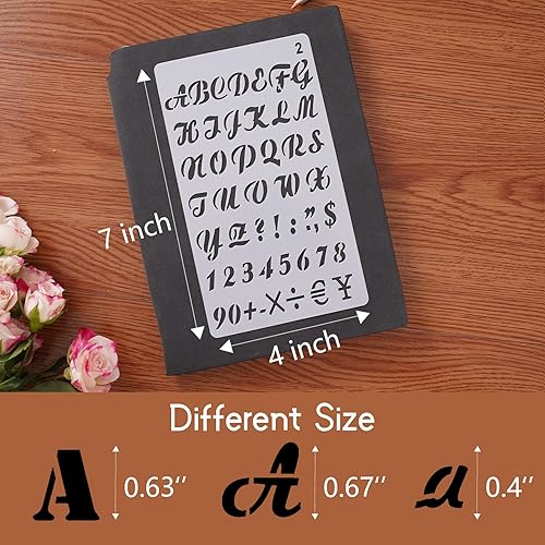 Miniatura 2 de AIRIQI Plantillas de letras para pintar, paquete de 12 plantillas de plástico reutilizables de alfabeto de 4 x 7 pulgadas, plantillas de letras