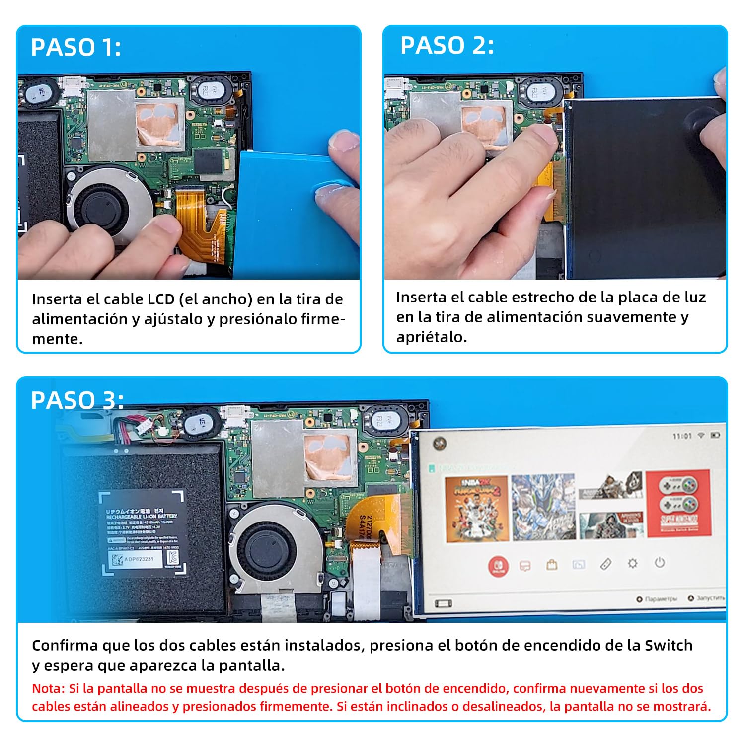 Wigearss Reemplazo de Pantalla LCD y Herramientas de Reparación para Nintendo Switch, Piezas de Reparación del Panel de Visualización de Reemplazo LCD sólo para Switch Consola(Incompatible Switch 2)