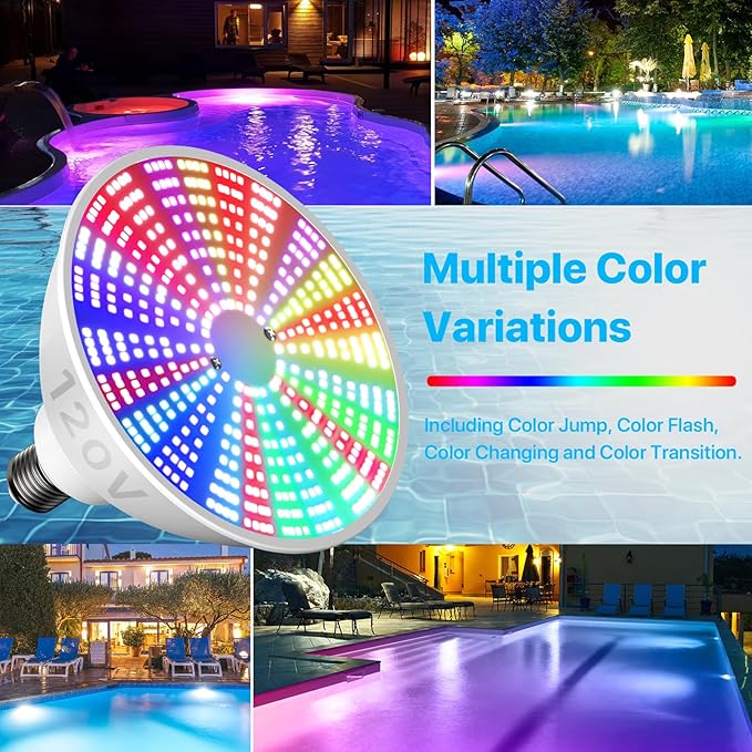 Foco LED para Piscina 45W RGBW 120V E26 con Control Remoto miniatura 2