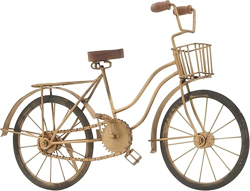Miniatura 2 de Deco 79 Escultura decorativa de metal para bicicleta, estatua decorativa para decoración del hogar, 19 x 5 x 12 pulgadas, color marrón