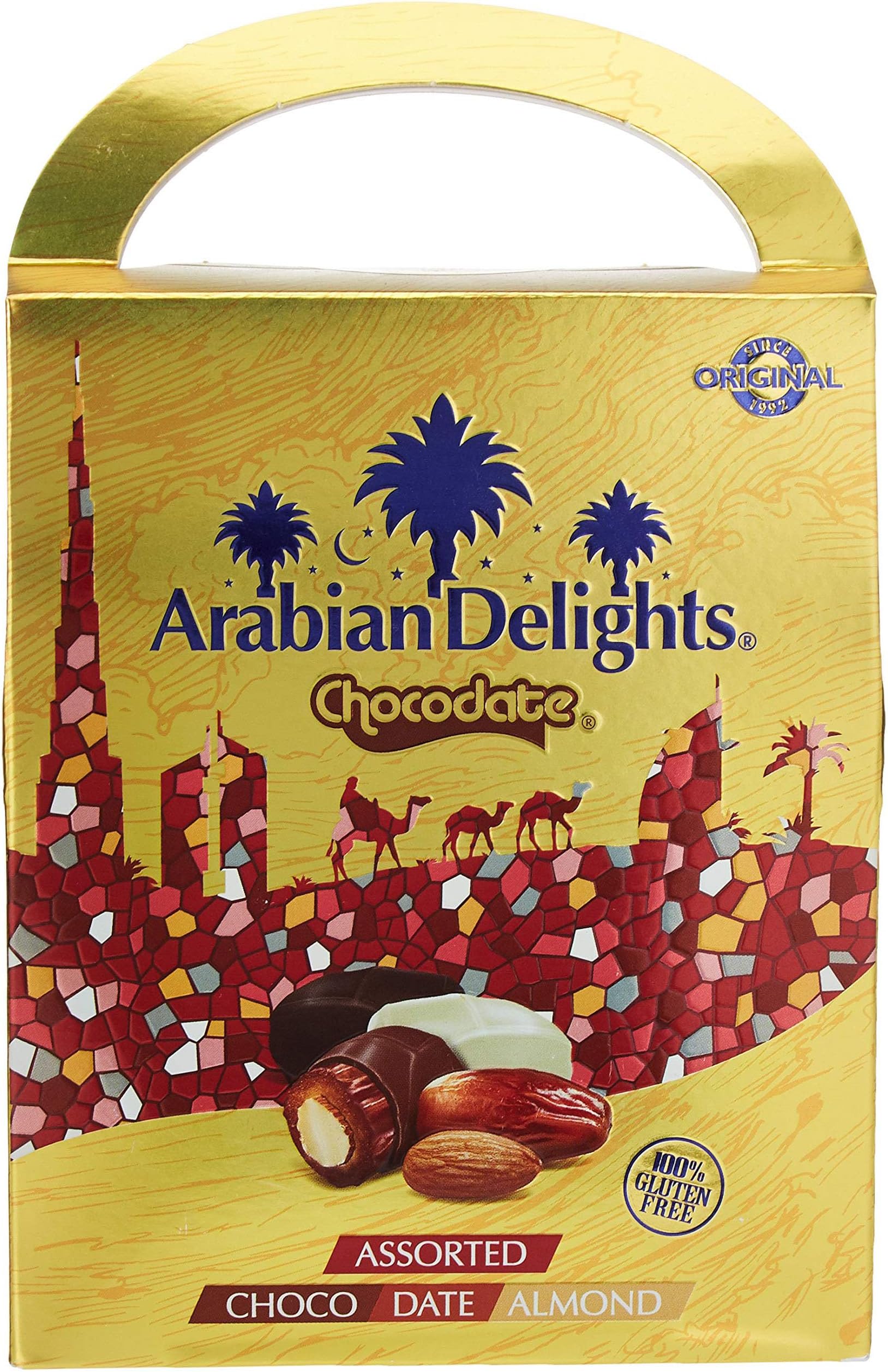 Chocodate Arabian Delights with Almond - 180gm, Classic Chocolate Coated Bite-Sized Snacks, Stuffed w/Golden Roasted Almonds, Dates | Snacks & Sweets