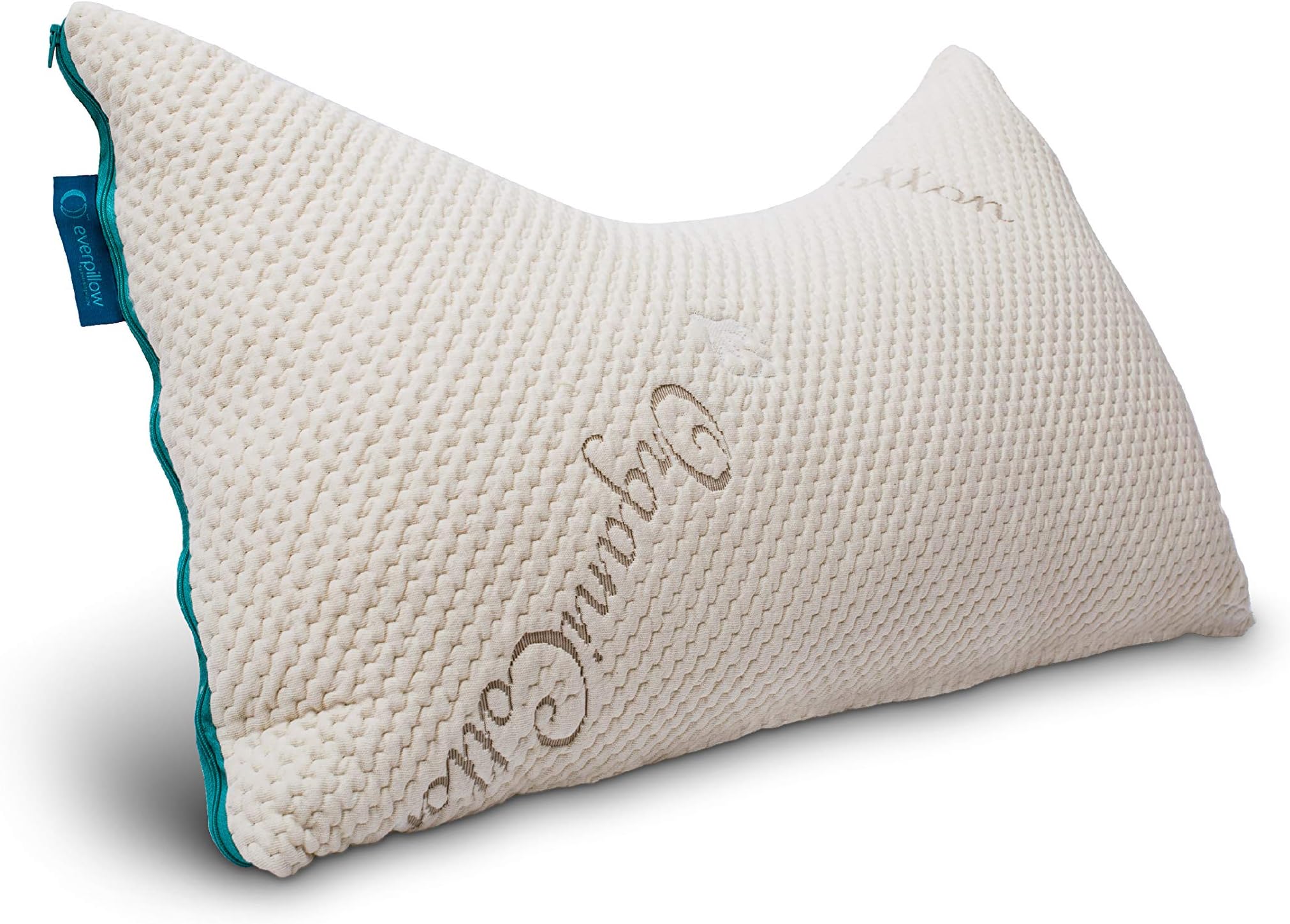 Adjustable Fill Curved Side-Sleeper Bed Pillow for Sleeping - Natural Kapok Pillow Fill - Organic Cotton Pillow Cover