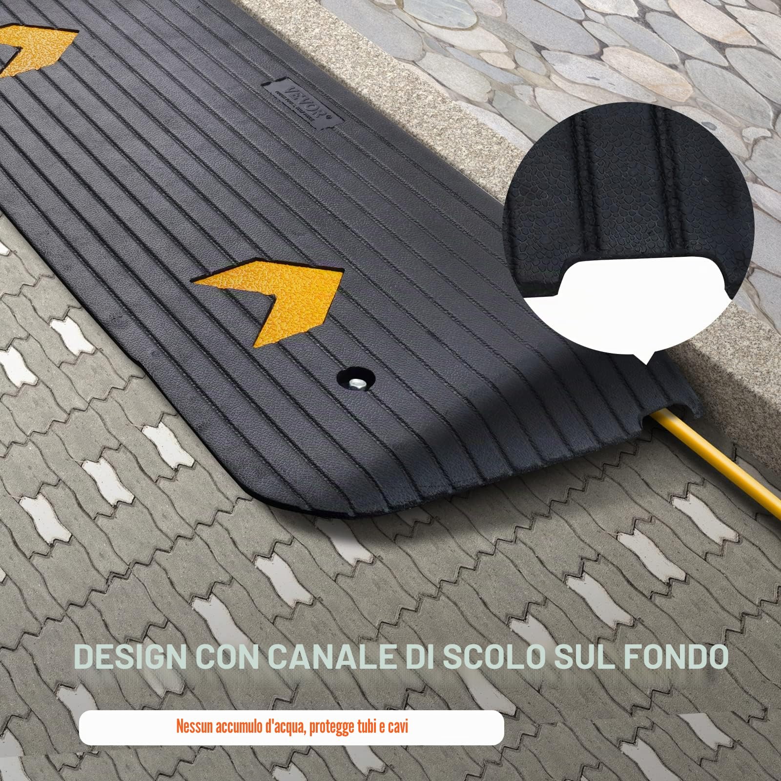 VEVOR Rampa soglia gomma, porta della rampa soglia soglia soglia soglia potenza gomma riciclata nominale 3000 libbre, capacità carico antiscivolo gomma solida per sedia rotelle e scooter
