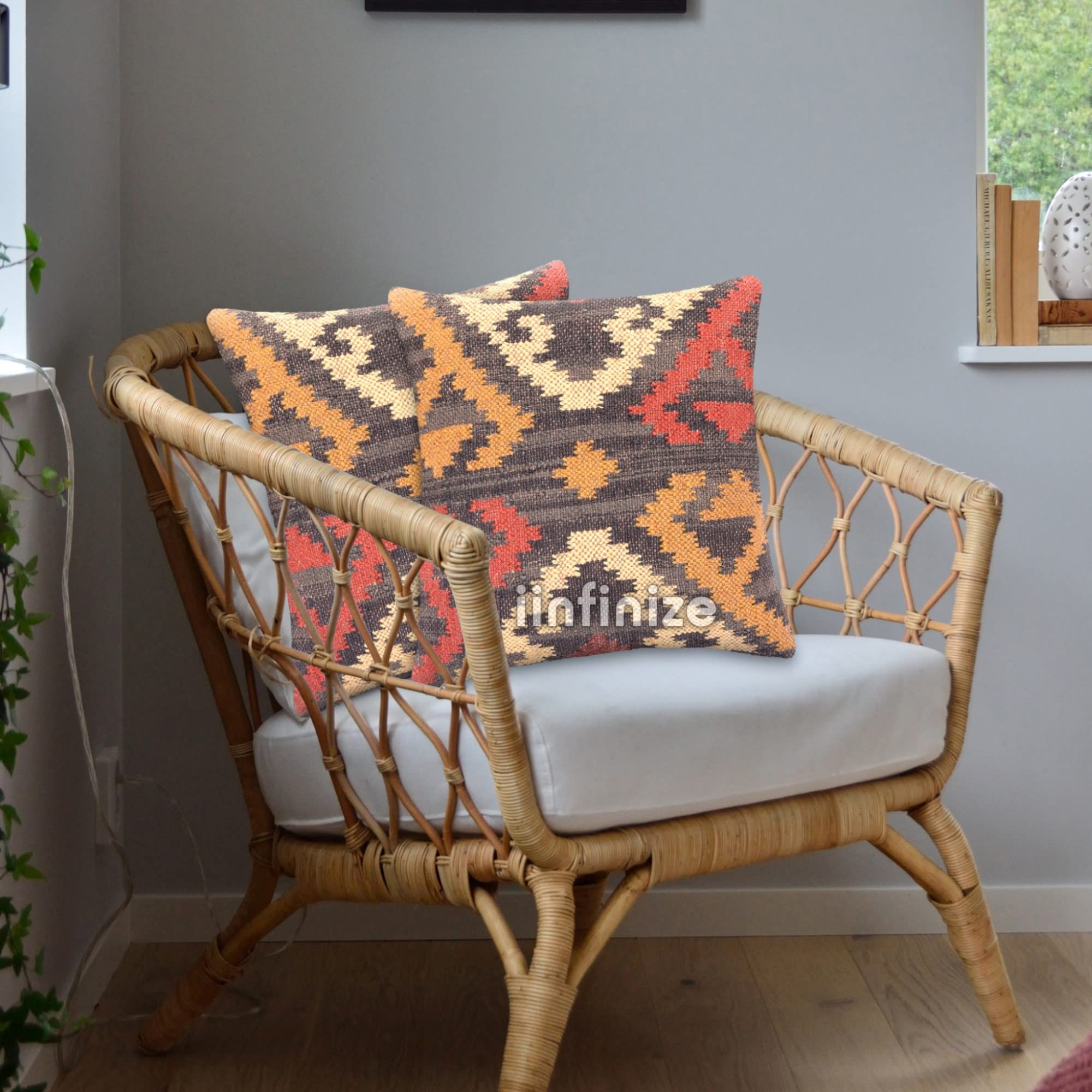 Housse de coussin Kilim en jute lot de 2 pour raviver un canapé terne 45x45