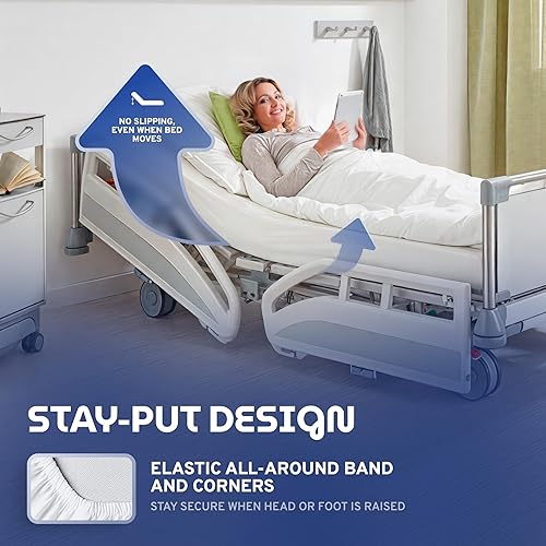 Miniatura 3 de White Classic Juego de sábanas ajustadas de hospital, camiseta de punto suave de calidad (4 unidades)