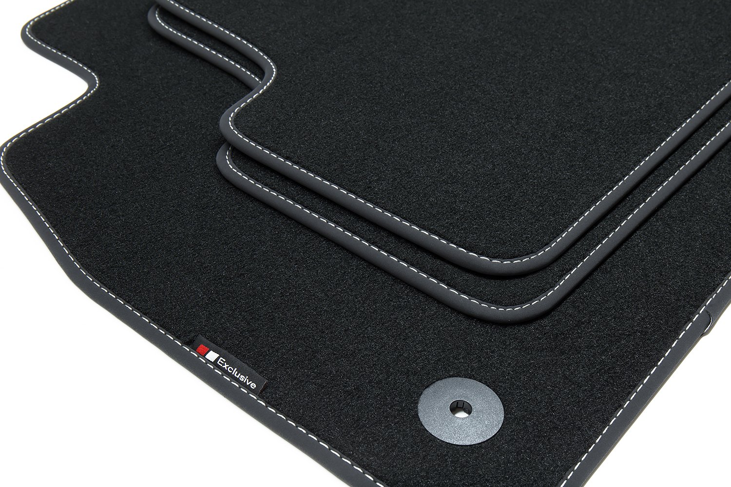 teileplus24 EF204-FBA Tappetini Exclusive-Line Design per Volkswagen Passat B6 3C B7 2005-2014 con Cucitura Decorativa