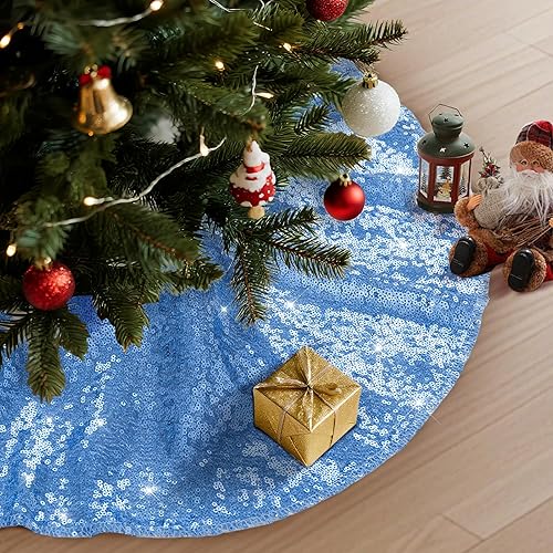 Miniatura 2 de Falda de árbol de Navidad, 36 pulgadas, falda de árbol de lentejuelas rosa fucsia con purpurina para decoración de árbol de Navidad