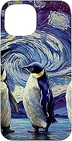 Vista 6 de Starry Night Famous Painting Style Penguins Case para iPhone 17