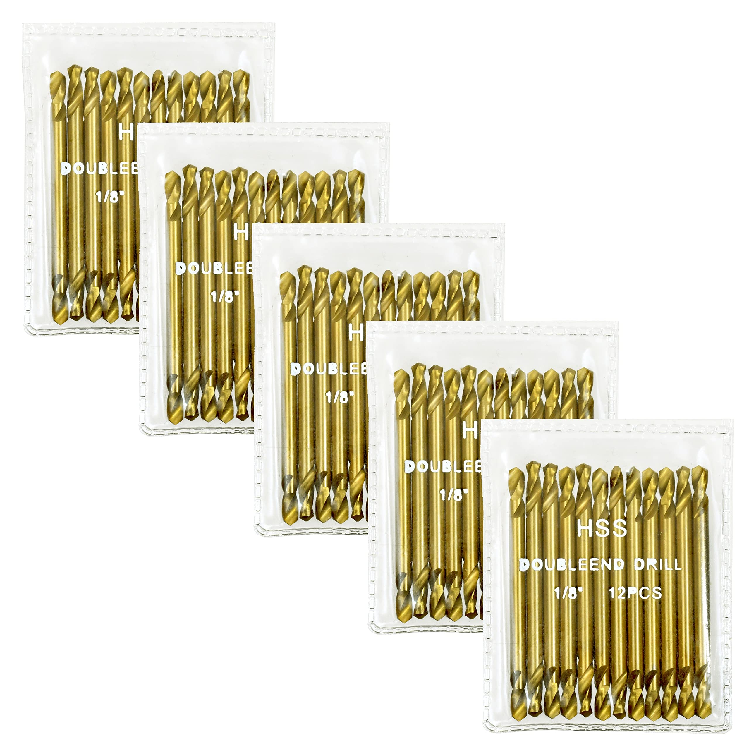 VCT 60-PC Industrial 1/8" INCH Titanium Drill BITS Double Ended 2" INCHES Long