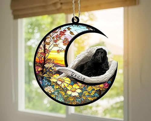 Miniatura 200 de Chow Chow Dog Memorial Suncatcher, adorno de Navidad Chow Chow con nombre, atrapador de pérdida de mascotas, regalos para los amantes de los perros