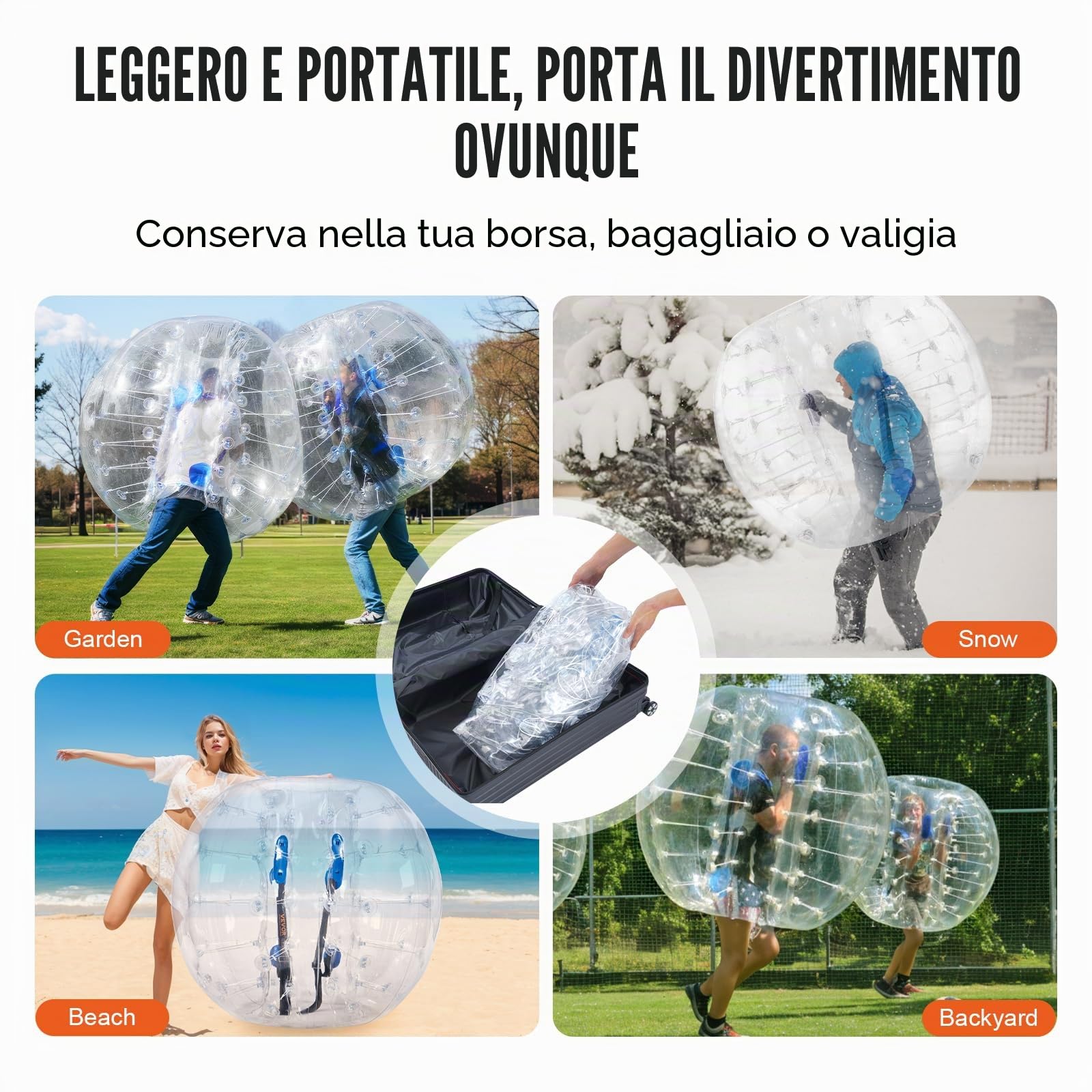 VEVORPalla Gonfiabile Paraurti, Antiurto per Gioco, 1 Pezzo, 1,2 m x 1,03 m, Trasparente, Rimbalzo PVC, Attività all'Aperto