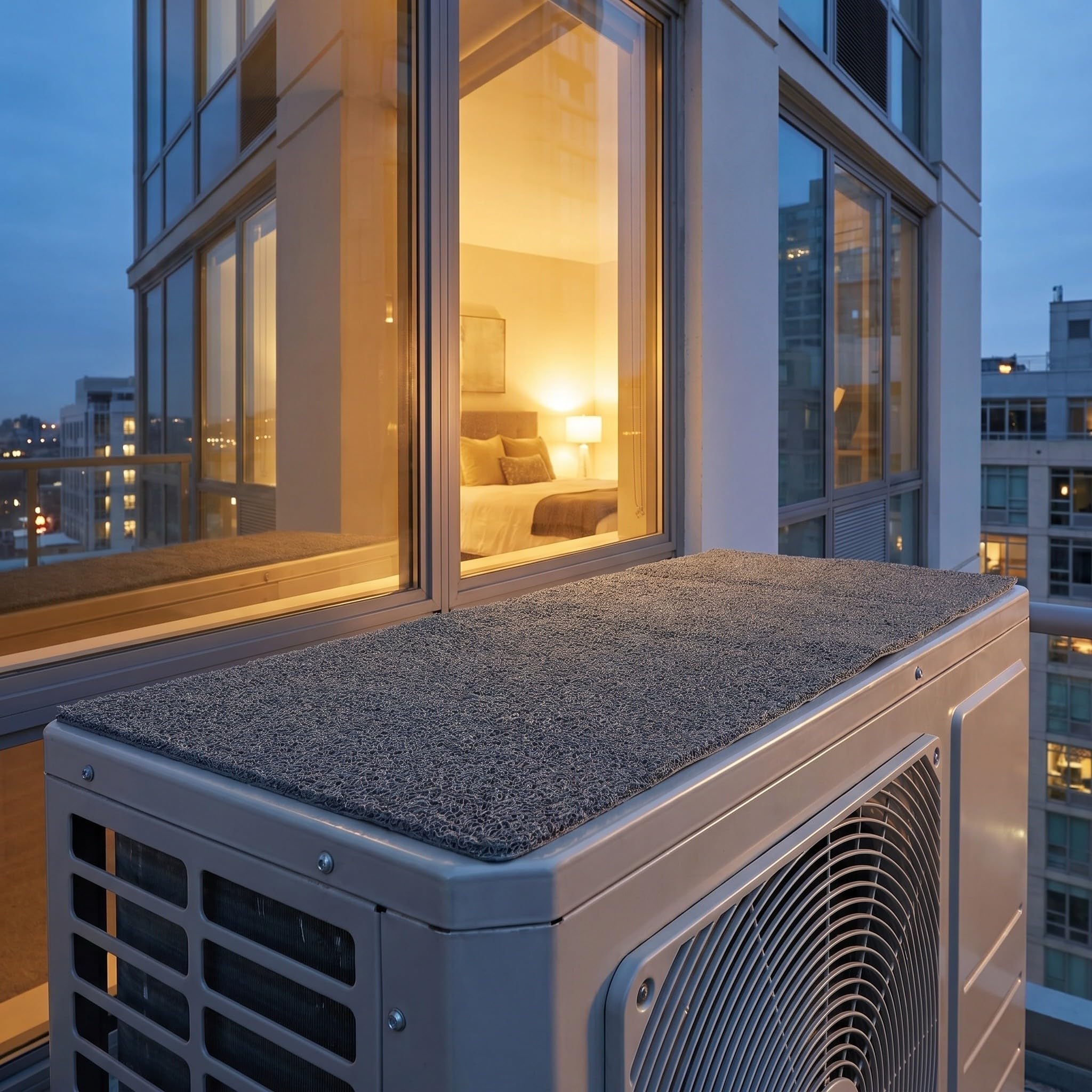 Kisangel Protector Aire Acondicionado Exterior Diseño Space-efficient y Goma Suave Adecuado para Celebracion Verano en Balcones y Espacios Estrechos