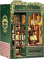 Fsolis Kit Cantinho de Leitura, Quebra-Cabeças 3D de Madeira para Adultos, Diorama de Estante de Livros Diy, Kit Em Miniatura para Construção de Mini Casa, Modelo de Livraria, Presentes Literários