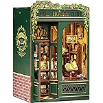 Fsolis Book Nook Kit, DIY Scene Miniature House Kit Tiny House Mini Booknook Craft Bookshelf Decor, 3D Puzzles for Adults, 139 Wooden Pieces, Scale Library Model, Gifts for Book LoversOWL Bookstore