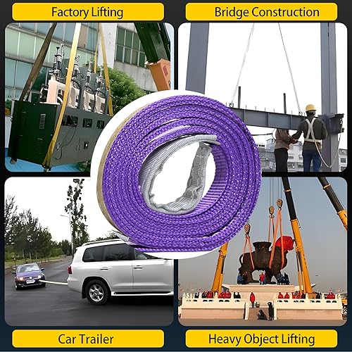 Miniatura 7 de Paquete de 2 correas de elevación resistentes de 1.2 x 8 pies, 2200 libras de capacidad, juego de eslingas para elevación, aparejo y elevación