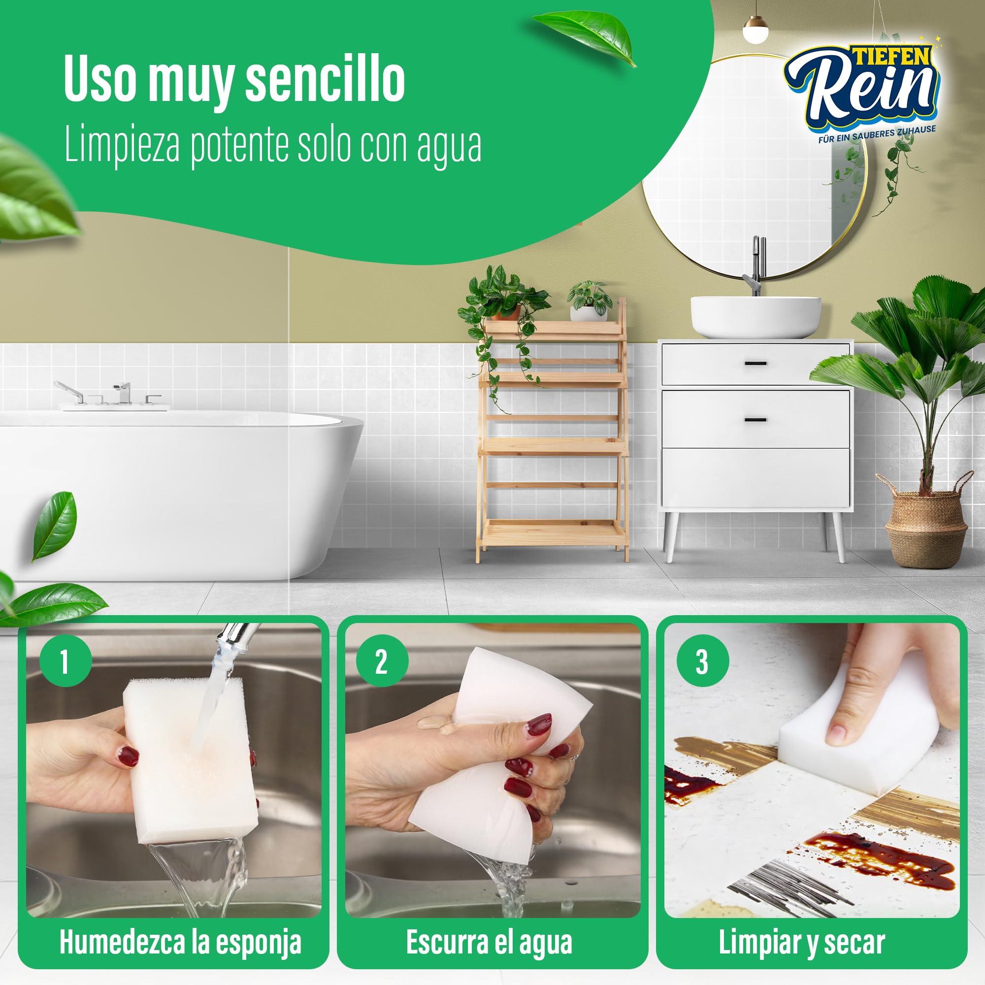 2.5X más Vida útil | Borrador Magico de Suciedad 2 Piezas - Esponja Magica | Esponja de melamina Extra Duradera | La Magic Cleaner Elimina la Suciedad de Paredes, Zapatos, cocinas y baños — view 5