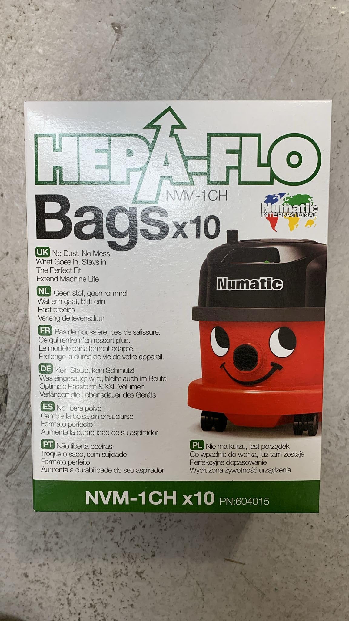 HENRY/NUMATIC HOOVER BAGS - hepa-flo bags - brown bags - green bags (Numatic/henry, green)