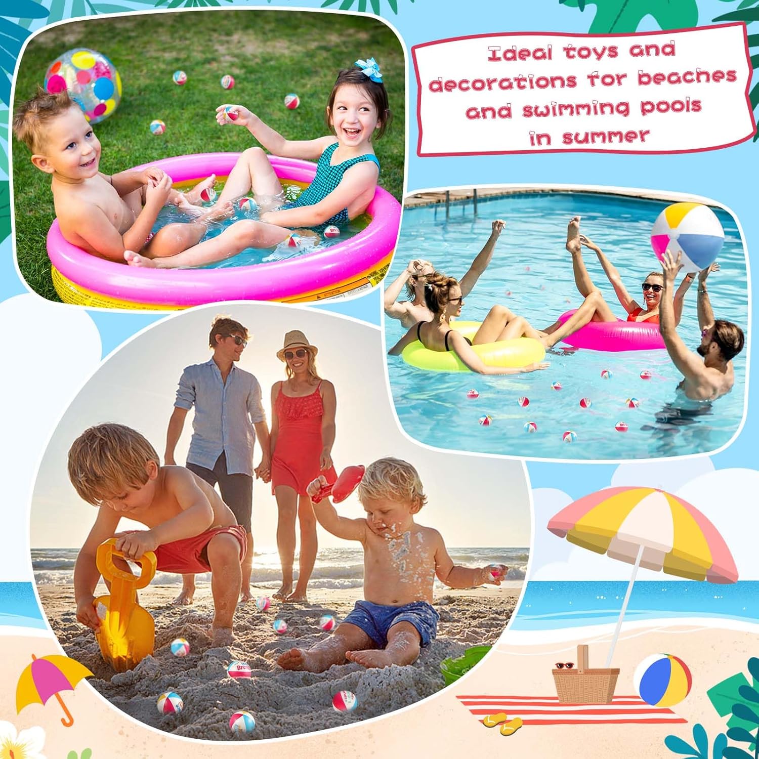 Blulu 50 Pcs Mini Beach Stress Balls with Motivational Quotes 2.5" Foam Bulk Rainbow Squeeze Sports Toys with Storage Bag for Hawaiian Beach Party Favors Birthday Gifts Rewards