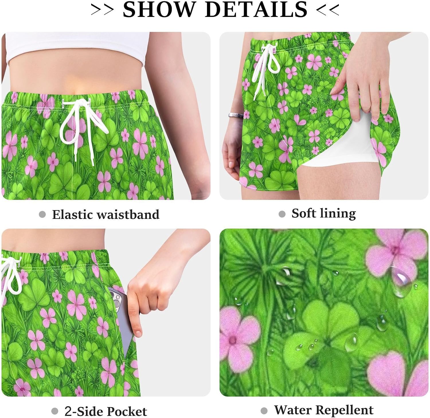 Women's Quick Dry Athletic Shorts with Built-in Boxer Liner image 5