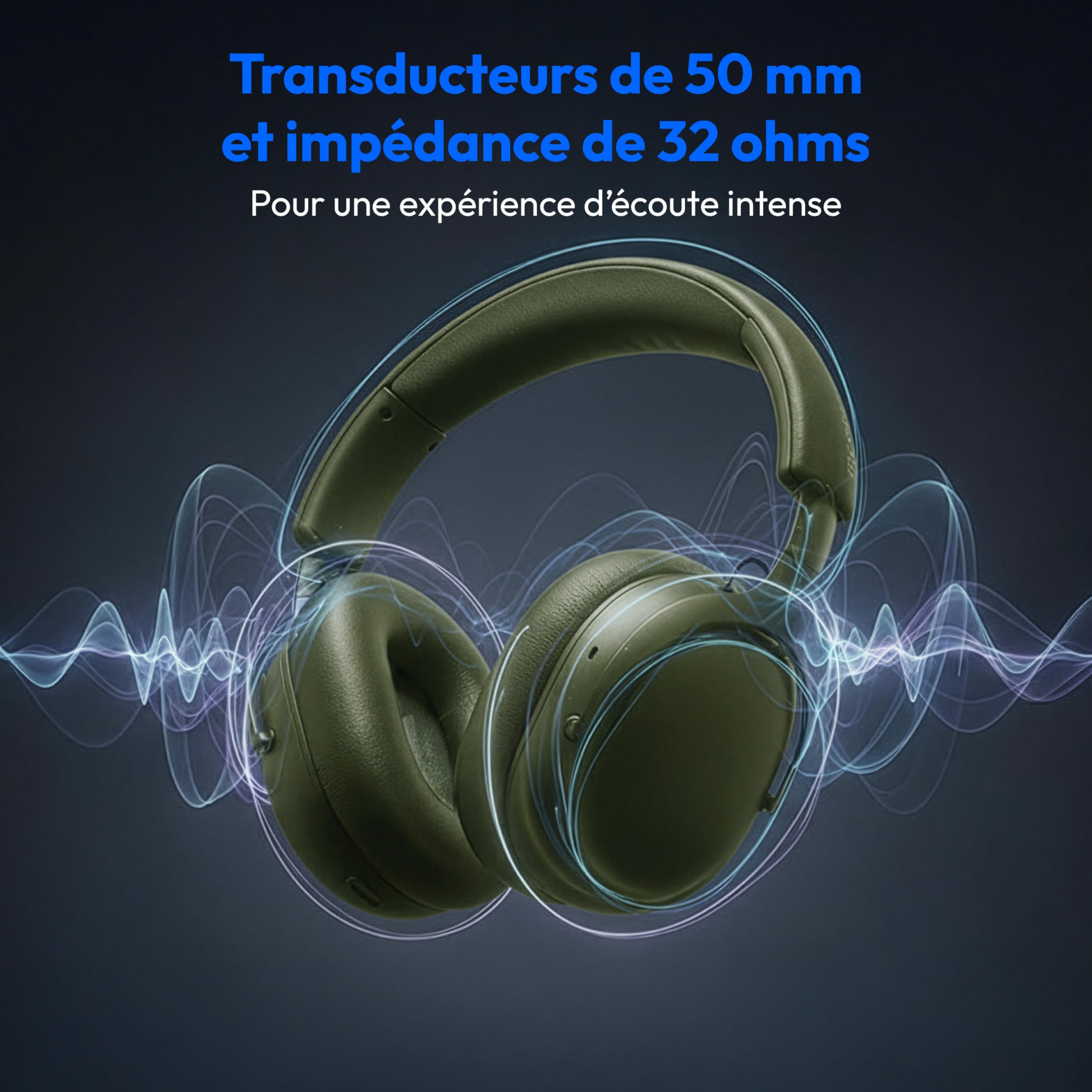 MEDION Casque Over Ear HX-1 Pure (Bluetooth, sans Fil, Jusqu’à 100 h d’autonomie, Protection Anti-éclaboussures IPX4), Vert