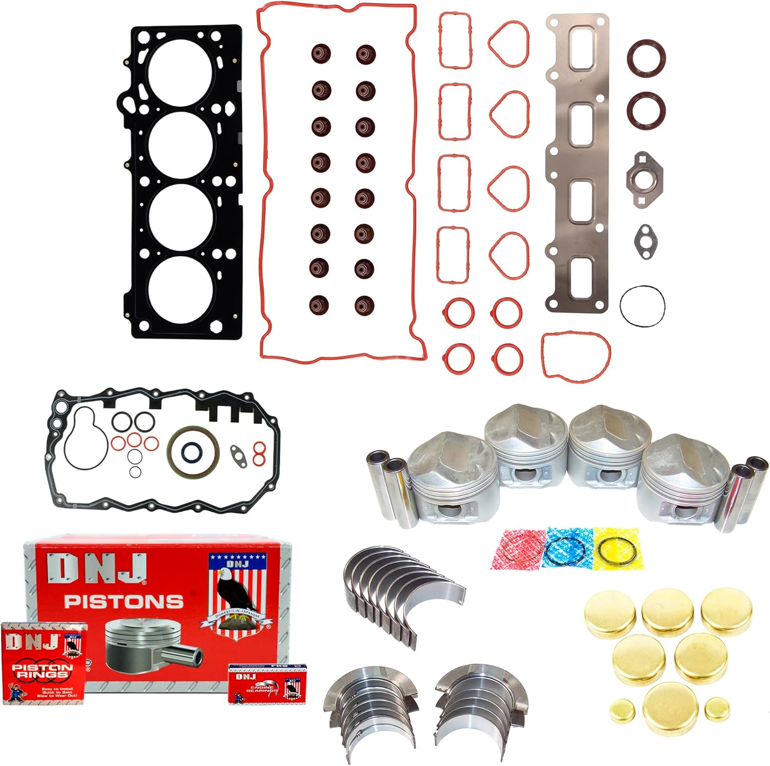 DNJ EK113B Engine Rebuild Kit for 2003-2010 Chrysler PT Cruiser 2.4L L4 16V DOHC 2429cc