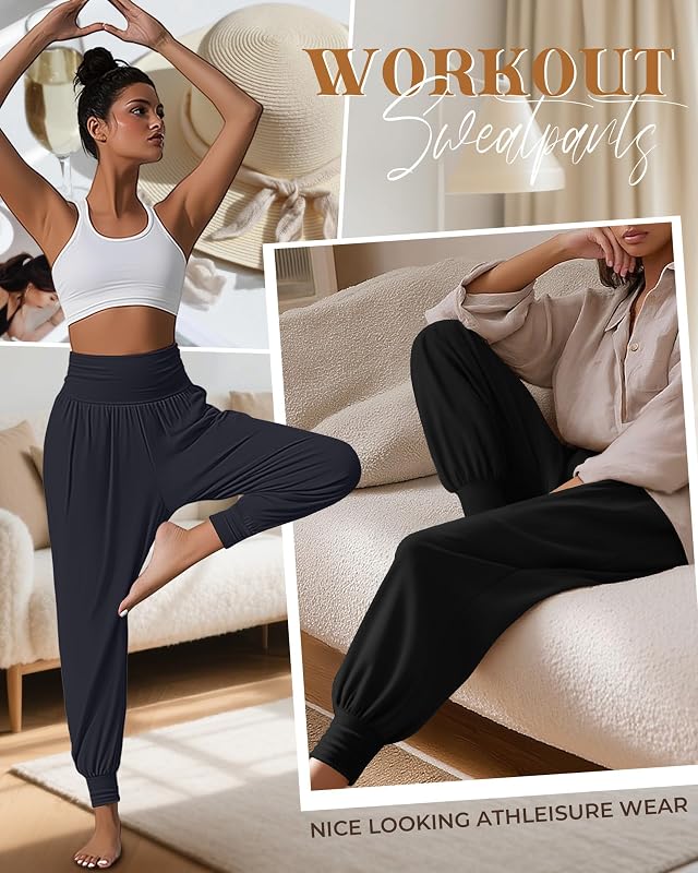 Ficerd 3 Pack Women's Joggers Loose Yoga Pants with Pockets 3Color XXL image 5