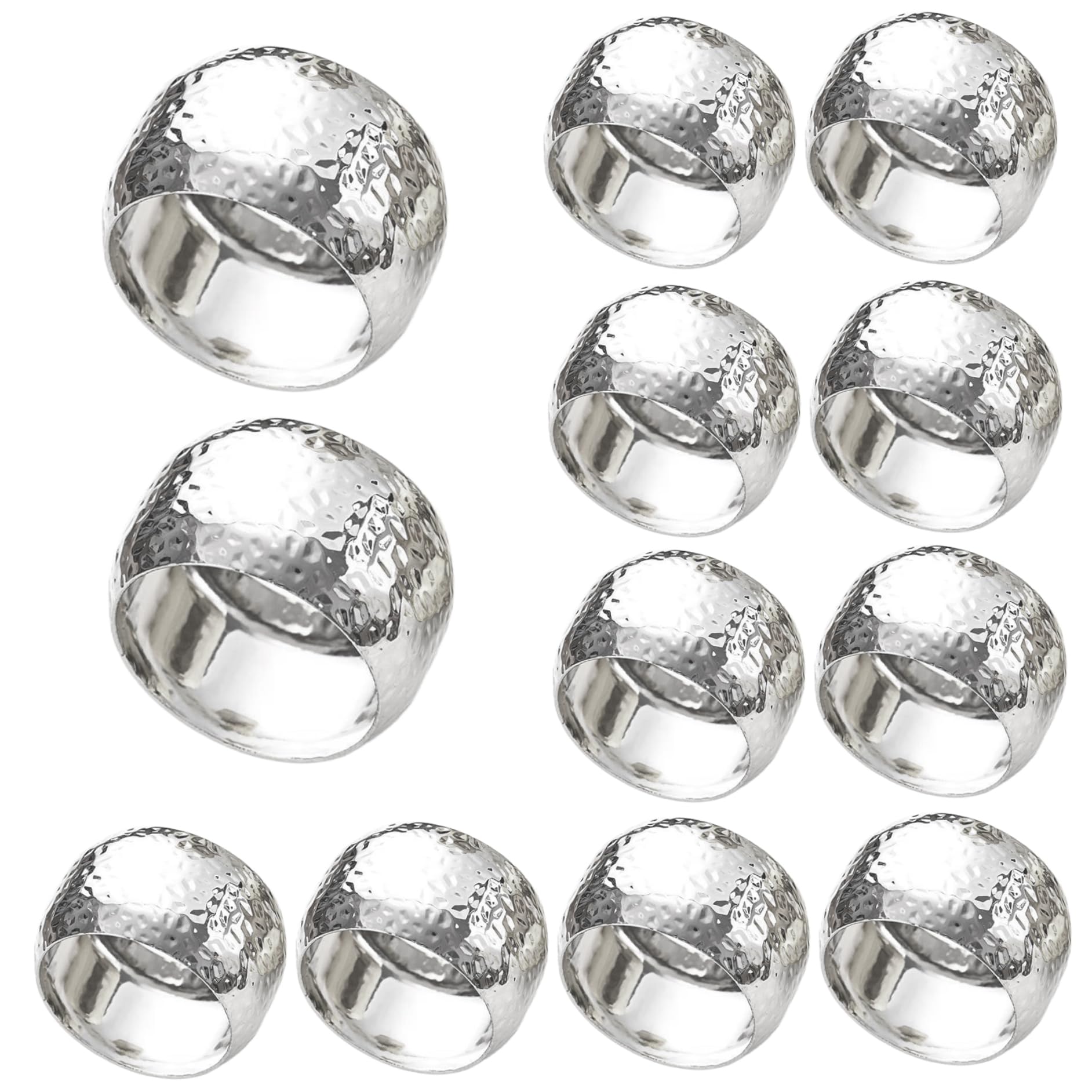 Ngbbby Napkin Rings 12PCS Round Napkin Rings Reusable Decorative Metal White for Table Wedding