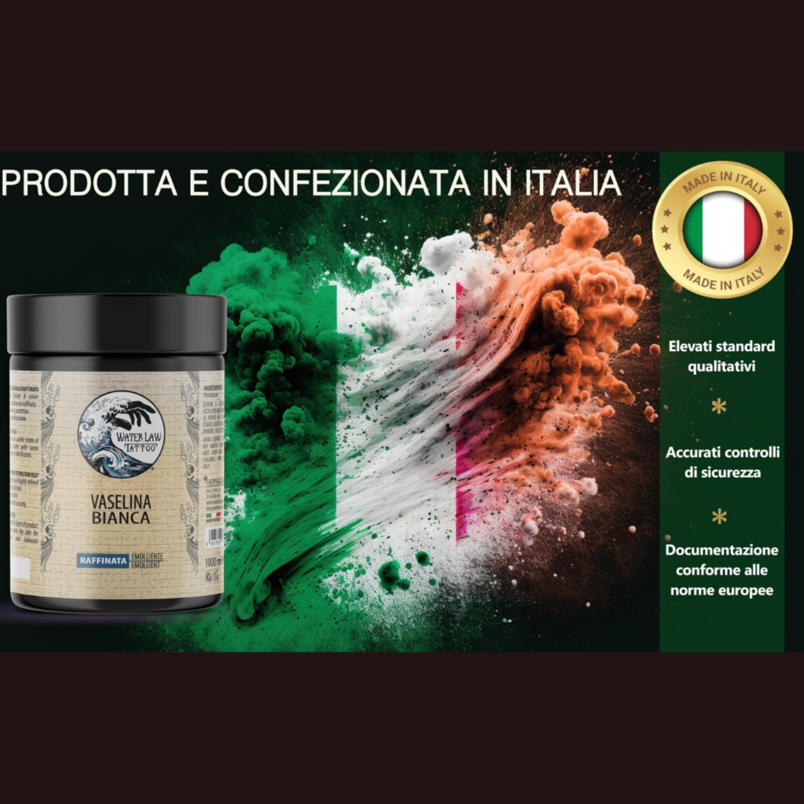 Water Law Tattoo Vaselina Bianca 200ml, Vaselina Pura Altamente Raffinata, Vaselina Tattoo Professionale, Emolliente, Lubrificante, Protettiva, Senza Profumi o Coloranti, Made in Italy