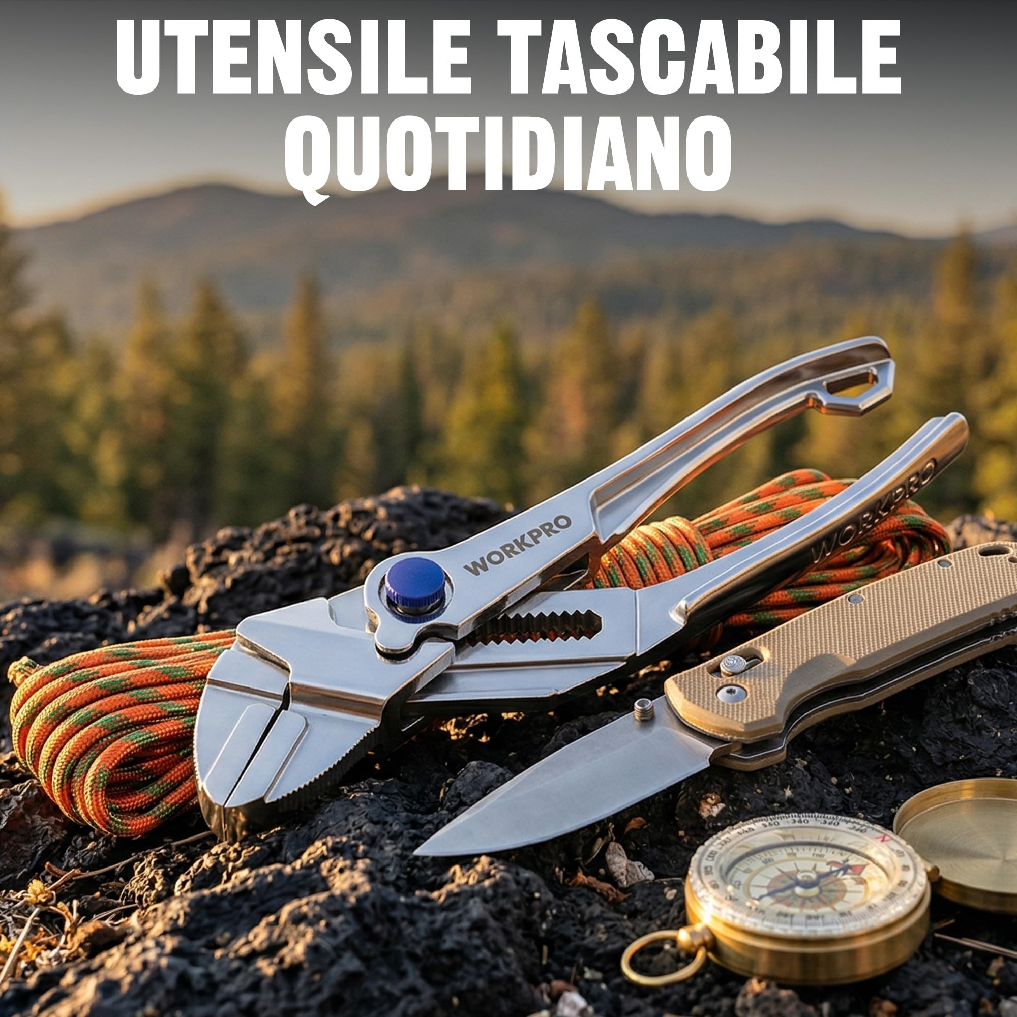 WORKPRO Mini Pinza Chiave da 100 mm, Chiave Regolabile ad Alta Resistenza, Morso Parallelo, Apertura Massima 20 mm, Strumento EDC Compatto per Spazi Ristretti, Argento