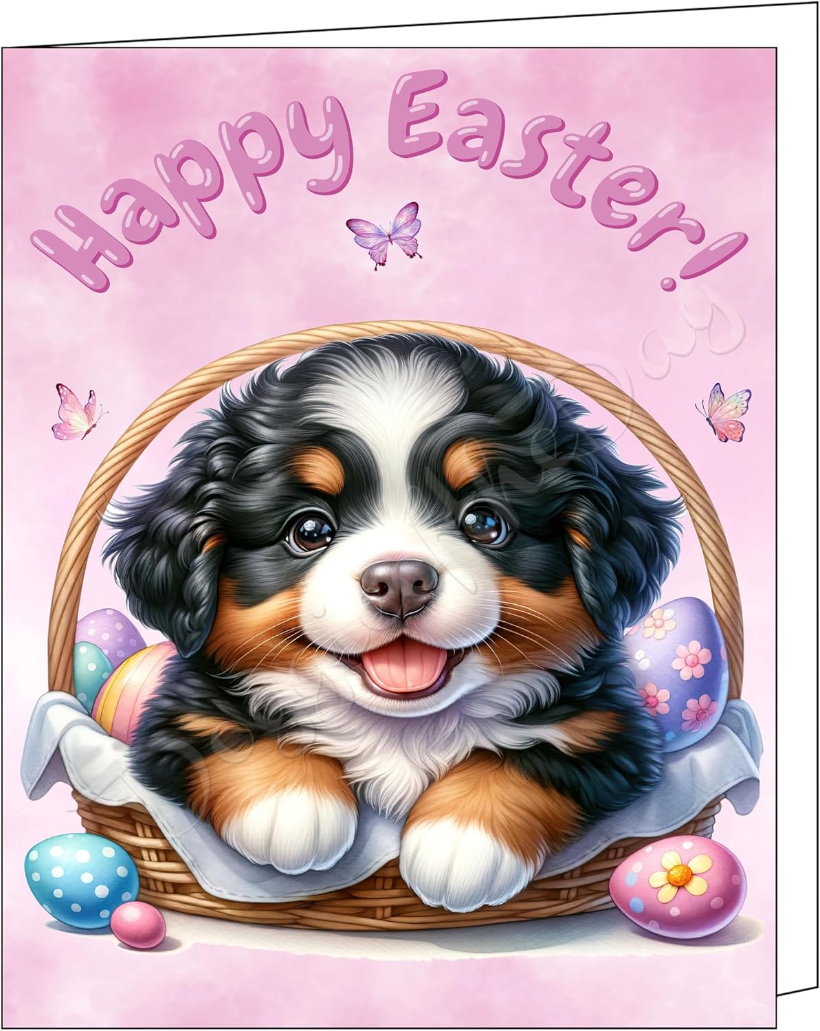 Happy Easter Bichon Frise Greeting Cards, Spring Holiday Notecards Blank Inside Envelopes Included, Unique Easter Egg Cards for Dog Lovers, 50 Greeting Cards EGHNTDOGS00082