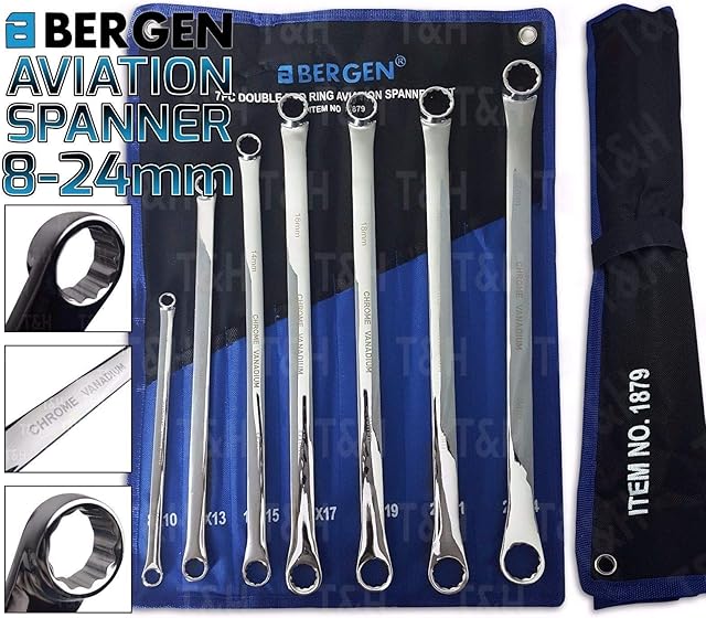 US. PRO by Bergen 7pc Aviation Double Ended Extra Long Ring Spanner Set 8 to 24mm Bergen (Bergen Fully rebranding to US. PRO)