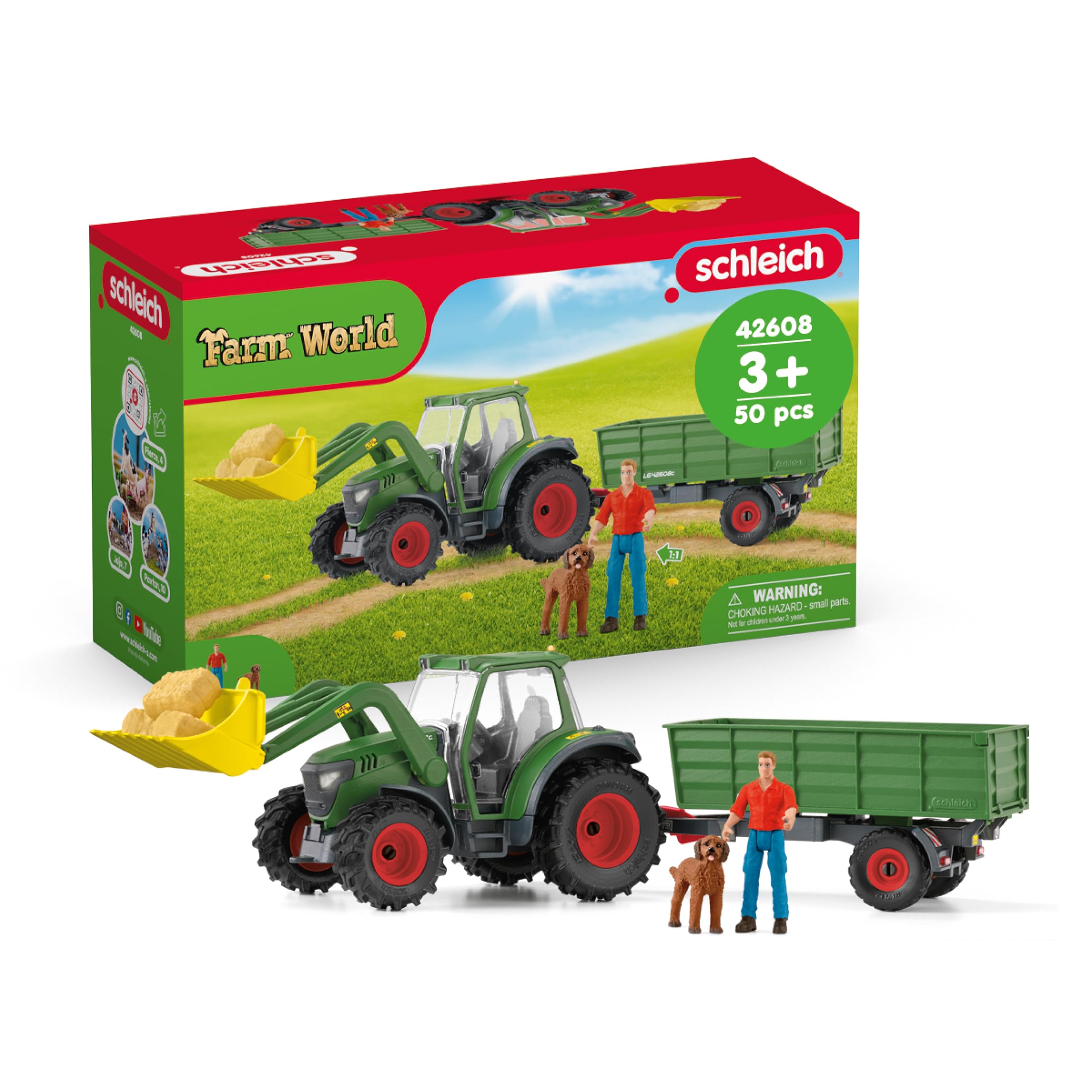 Schleich Farm World | Tracteur et remorque 42608 | 8 pièces | dès 3 Ans