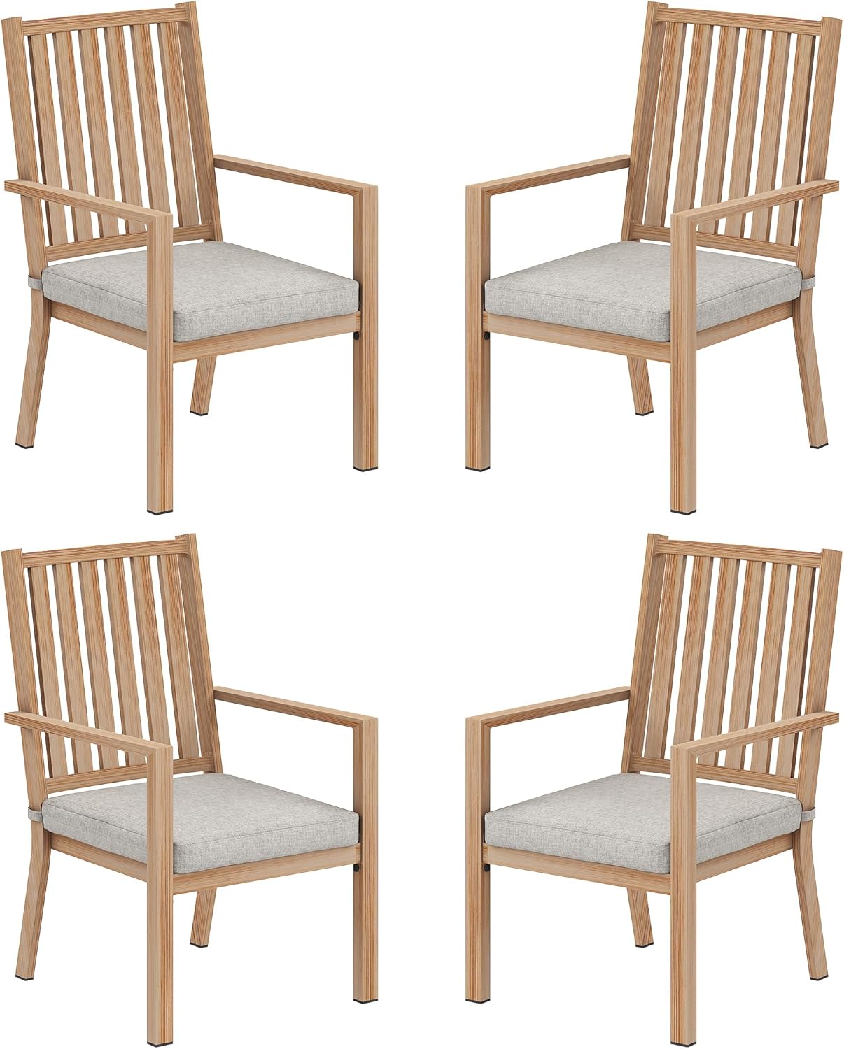 Patio Dining Chairs Set of 4, Aluminum Outdoor Patio Chairs with Waterproof Cushions, Metal Outdoor Patio Furniture Set for Porch, Balcony, Deck, Backyard, Brown